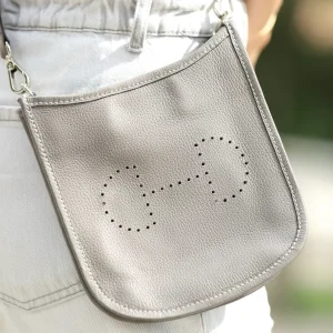 Bolsa tira-colo | couro cinza