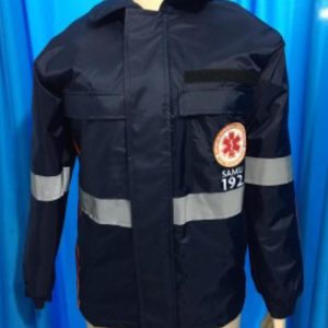 Jaqueta Samu Em Nylon Resinado Com Capuz