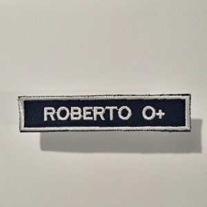Biriba Samu Com Nome E Tipo Sanguíneo Bordado Com Velcro – Azul