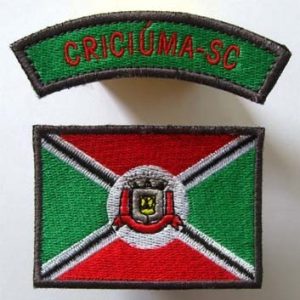 Bandeira Do Município De Criciúma Com Tarjeta. – Bordado.