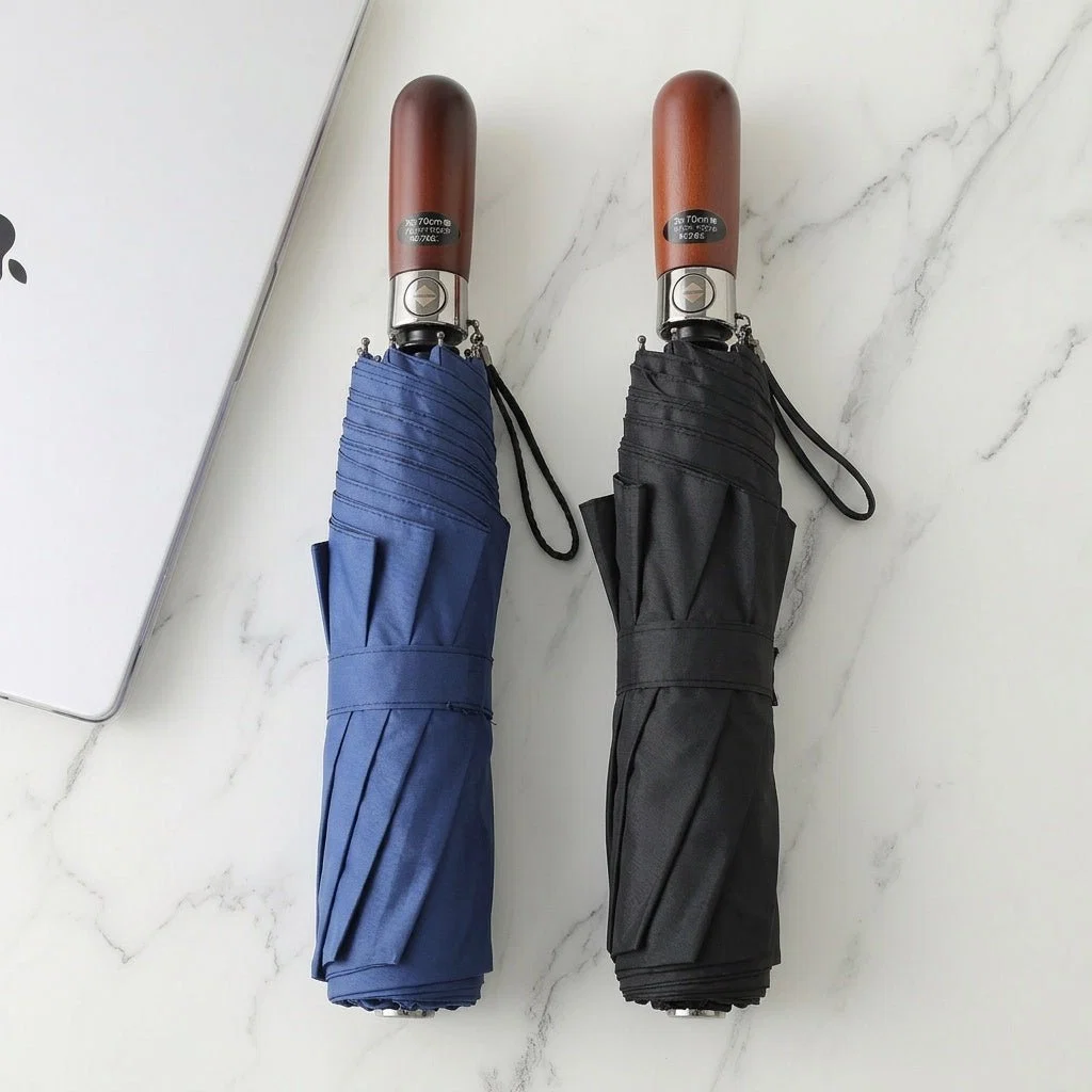 Fully Automatic Double Canopy Wooden Umbrella - Image 5
