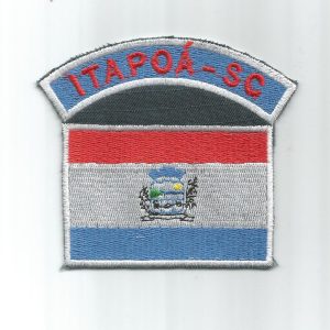 Bandeira Do Município De Itapoá Com Tarjeta – Bordado