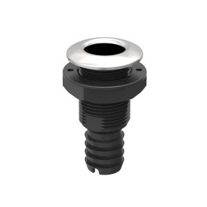 DRENO SAÍDA D’ÁGUA RETA SEAFLO NYLON COR PRETA E TAMPA EM AÇO INOX 316 01S