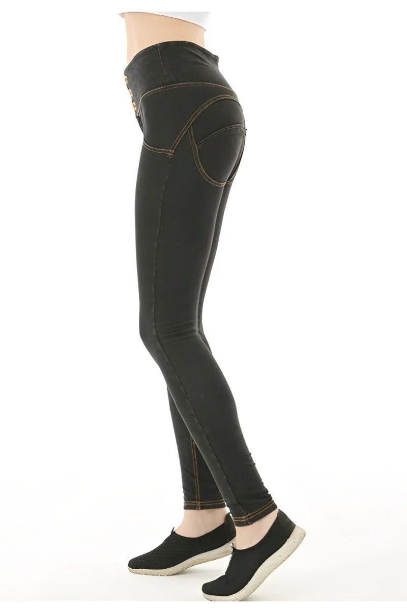 UPF50+High Rise Fake Jean Leggings - Image 7